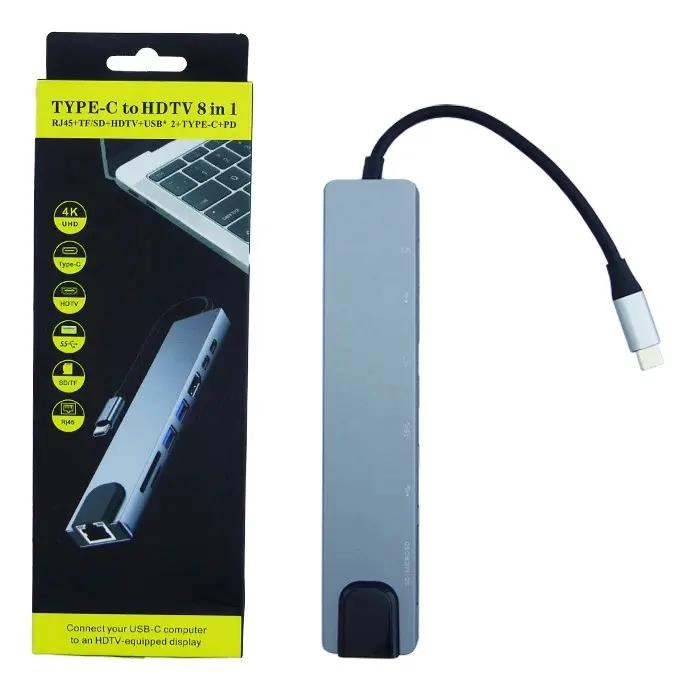 HUB USB TIPO C 8 EN 1 CON HDMI, LAN Y SD PARA MAC Y PC - 3