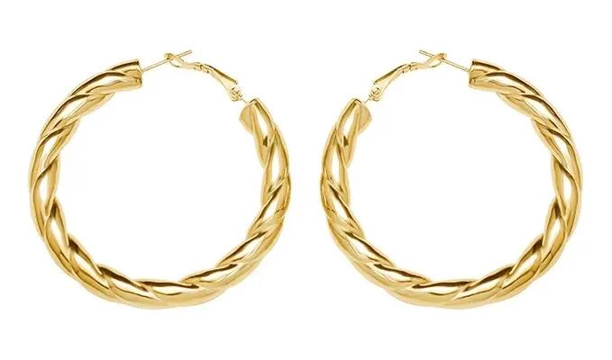 AROS ENROSCADOS BAÑADOS EN ORO 18K PARA MUJER - 1