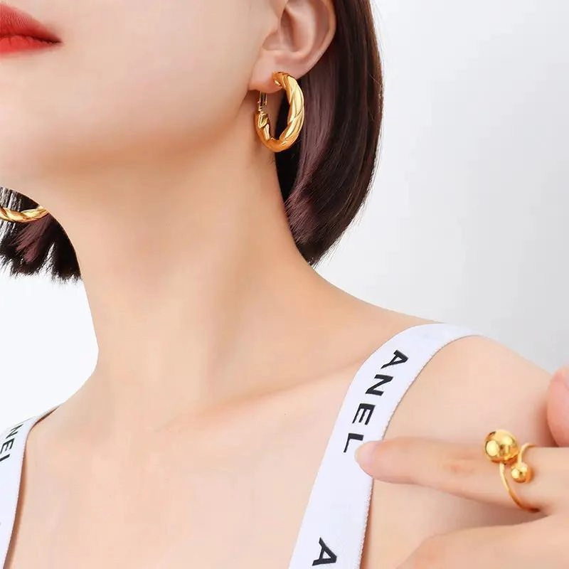 AROS ENROSCADOS BAÑADOS EN ORO 18K PARA MUJER - 4