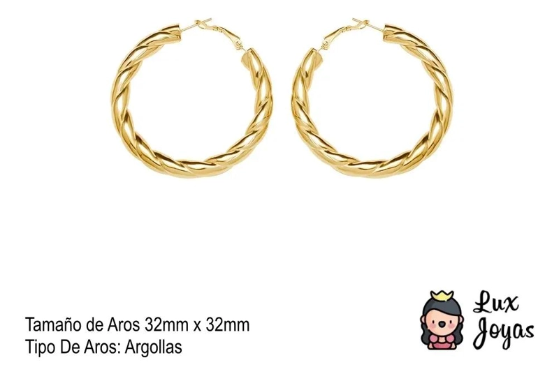 AROS ENROSCADOS BAÑADOS EN ORO 18K PARA MUJER - 5