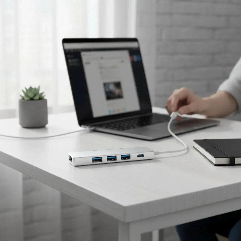 ADAPTADOR HUB USB TIPO C CON 5 PUERTOS PARA CONECTIVIDAD - 6