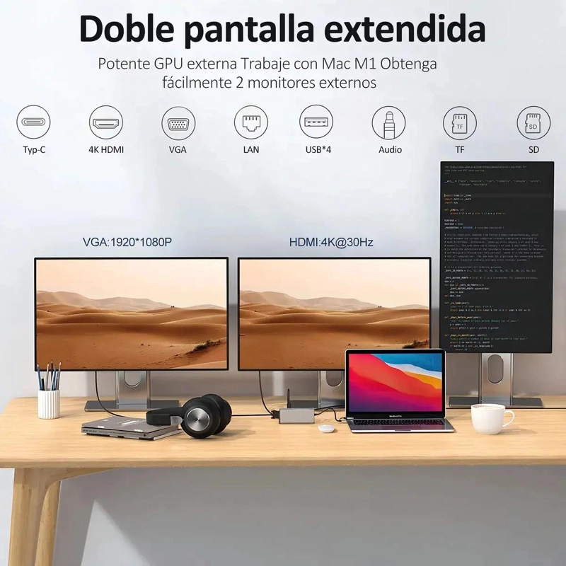 ADAPTADOR HUB USB TIPO C 11 EN 1 CON HDMI 4K Y ETHERNET - 3