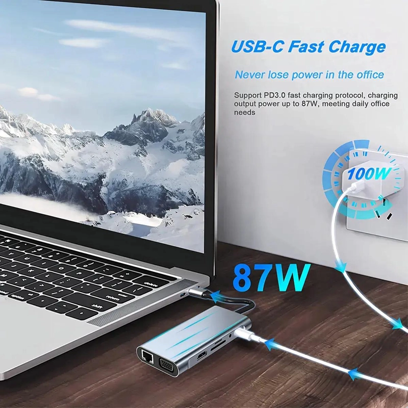 ADAPTADOR HUB USB TIPO C 11 EN 1 CON HDMI 4K Y ETHERNET - 7