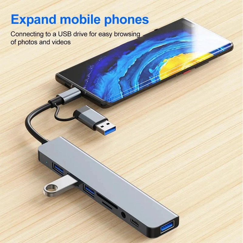 HUB ADAPTADOR USB TIPO C 8 EN 2 PARA CONECTIVIDAD COMPLETA - 4