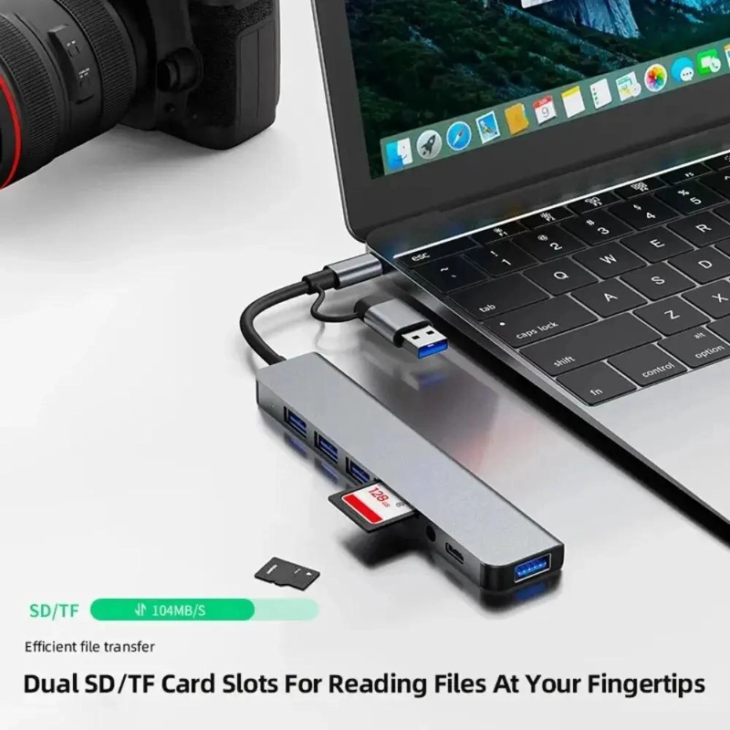 HUB ADAPTADOR USB TIPO C 8 EN 2 PARA CONECTIVIDAD COMPLETA - 5