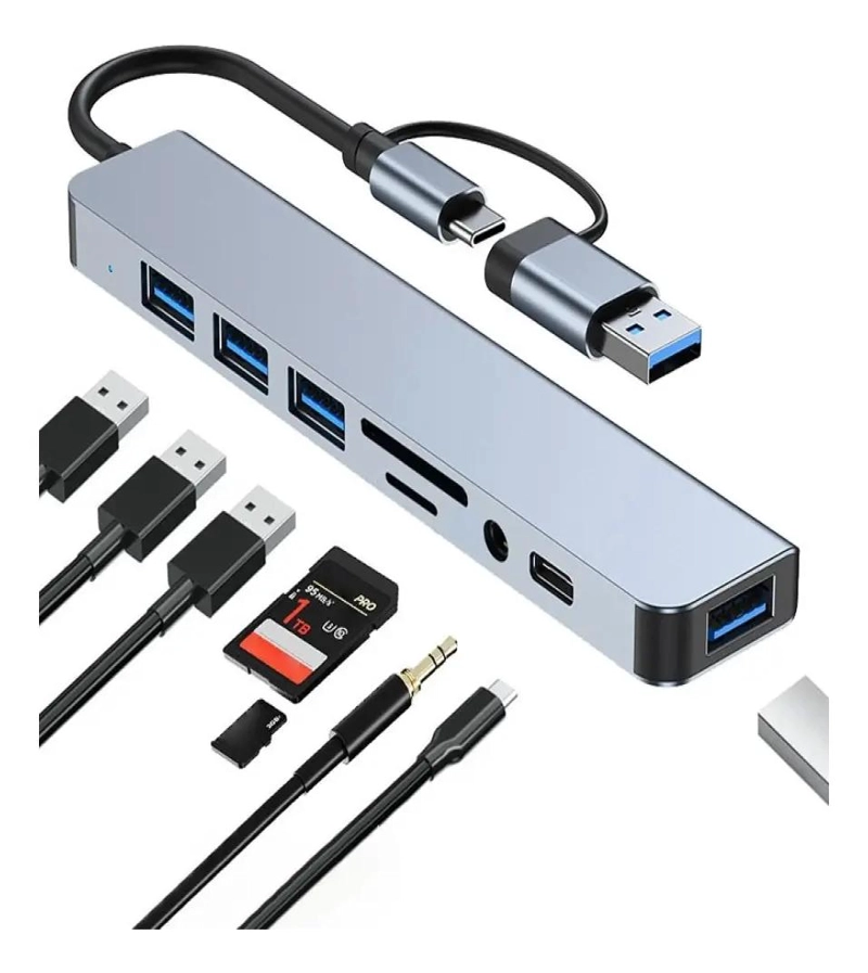 HUB ADAPTADOR USB TIPO C 8 EN 2 PARA CONECTIVIDAD COMPLETA - 6