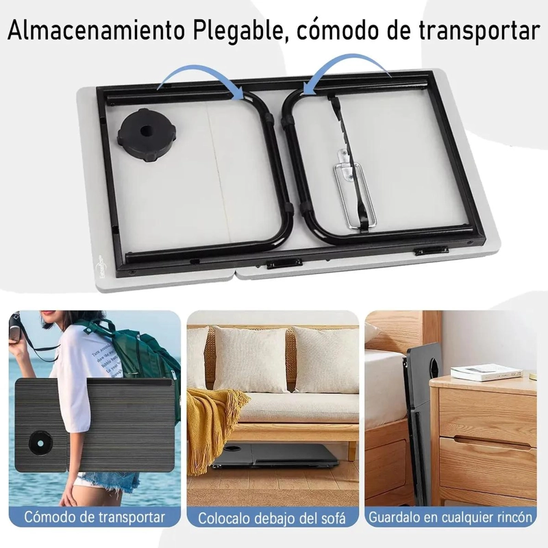 MESA PLEGABLE AJUSTABLE PARA LAPTOP CON POSAVASOS INTEGRADO - 6