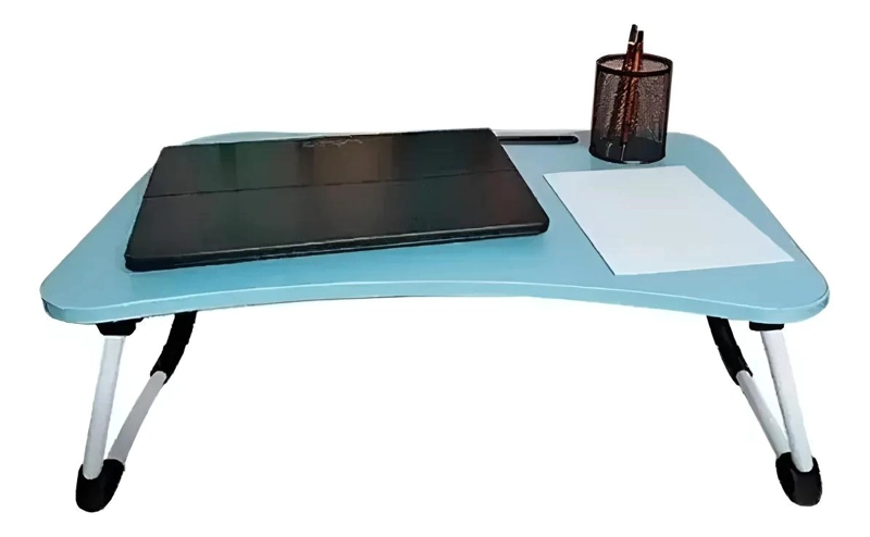MESA PLEGABLE PARA LAPTOP Y DESAYUNO COLOR CELESTE - 1