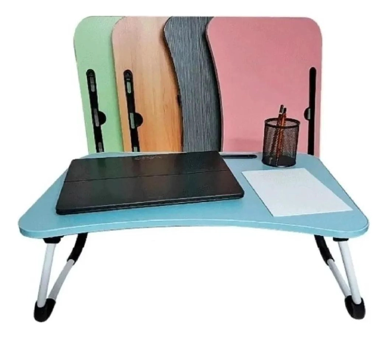 MESA PLEGABLE PARA LAPTOP Y DESAYUNO COLOR CELESTE - 2