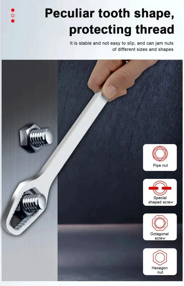 LLAVE UNIVERSAL AJUSTABLE DE TRINQUETE PARA REPARACIONES 8-22MM - 3