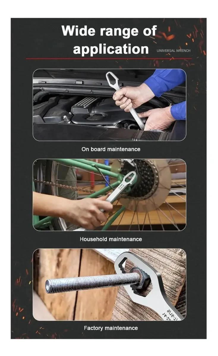 LLAVE UNIVERSAL AJUSTABLE DE TRINQUETE PARA REPARACIONES 8-22MM - 6