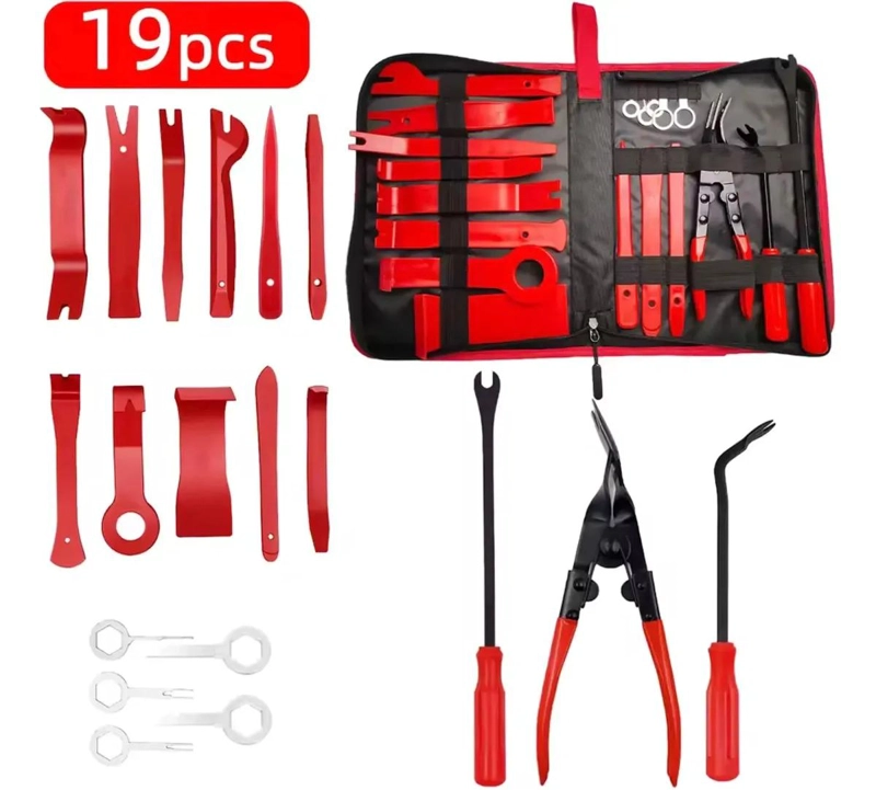 KIT DE HERRAMIENTAS PARA DESMONTAJE DE TABLEROS DE AUTOS 19 PIEZAS - 1