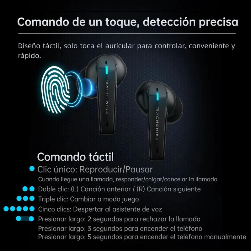 AURICULARES BLUETOOTH GAMER IN-EAR CON CANCELACION DE RUIDO Y MICROFONO - 7