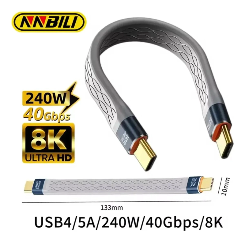 CABLE USB4 TIPO C MACHO A MACHO 240W 40GBPS 8K CORTO - 2