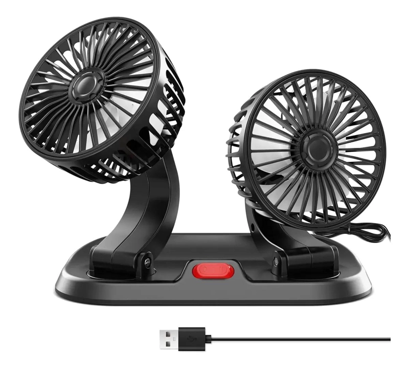 VENTILADOR DOBLE CABEZAL COMPACTO PARA AUTO - 1