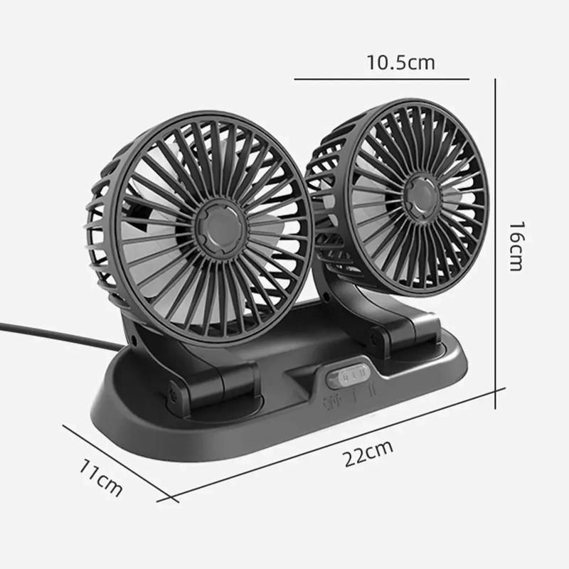 VENTILADOR DOBLE CABEZAL COMPACTO PARA AUTO - 2
