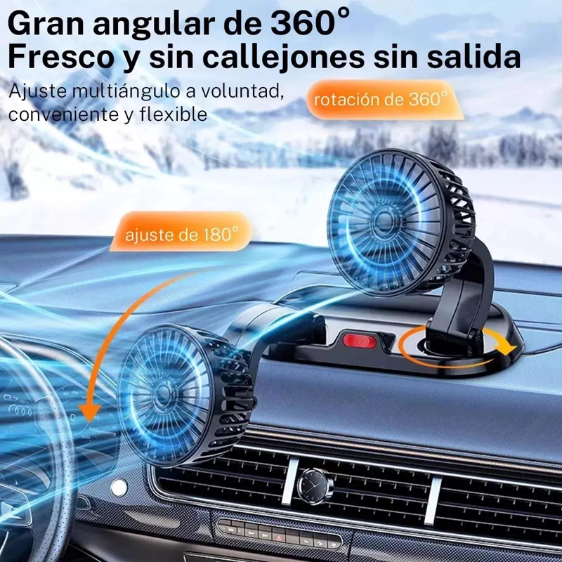 VENTILADOR DOBLE CABEZAL COMPACTO PARA AUTO - 5