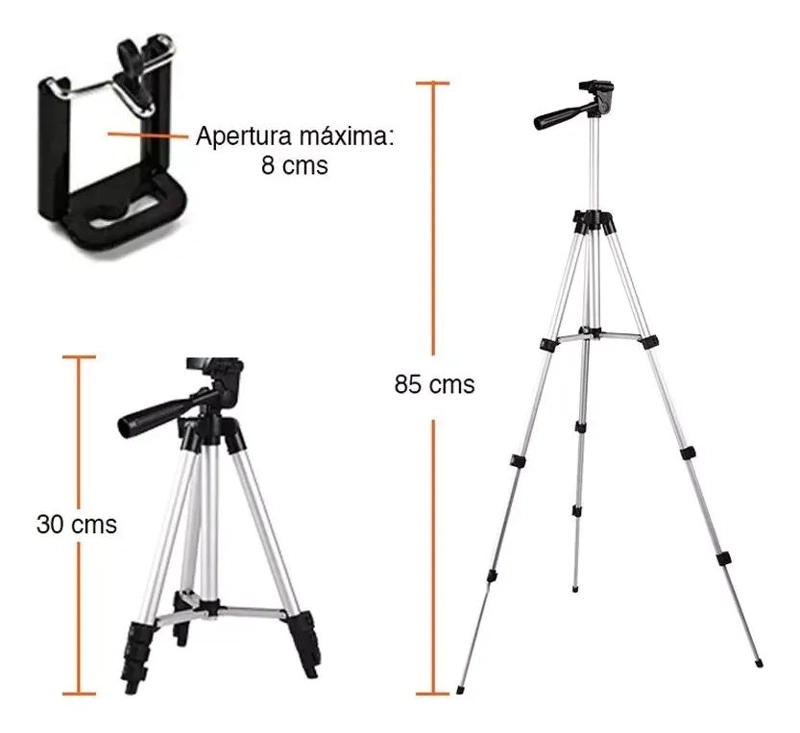 TRIPODE AJUSTABLE PARA CELULAR Y CAMARA DE ALUMINIO - 2