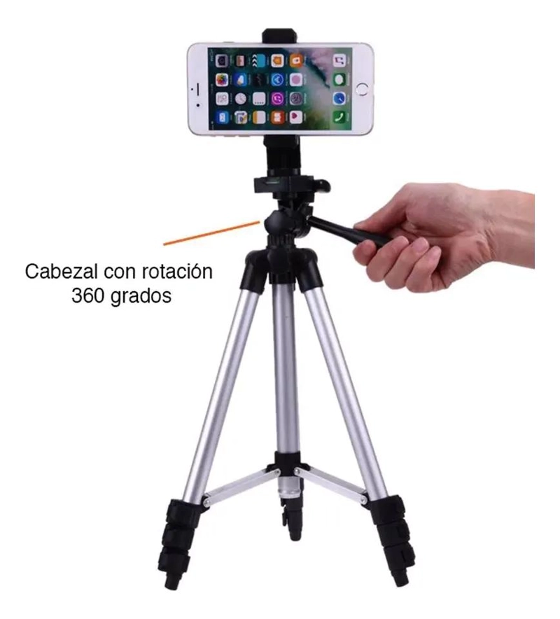 TRIPODE AJUSTABLE PARA CELULAR Y CAMARA DE ALUMINIO - 3