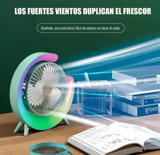 VENTILADOR DE MESA USB RECARGABLE CON LUZ LED Y SILENCIOSO - 1