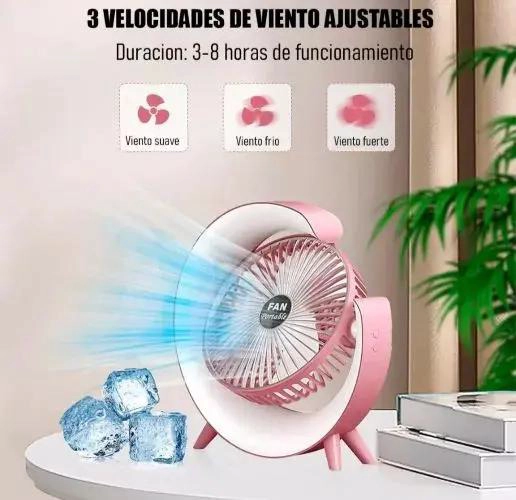 VENTILADOR DE MESA USB RECARGABLE CON LUZ LED Y SILENCIOSO - 2