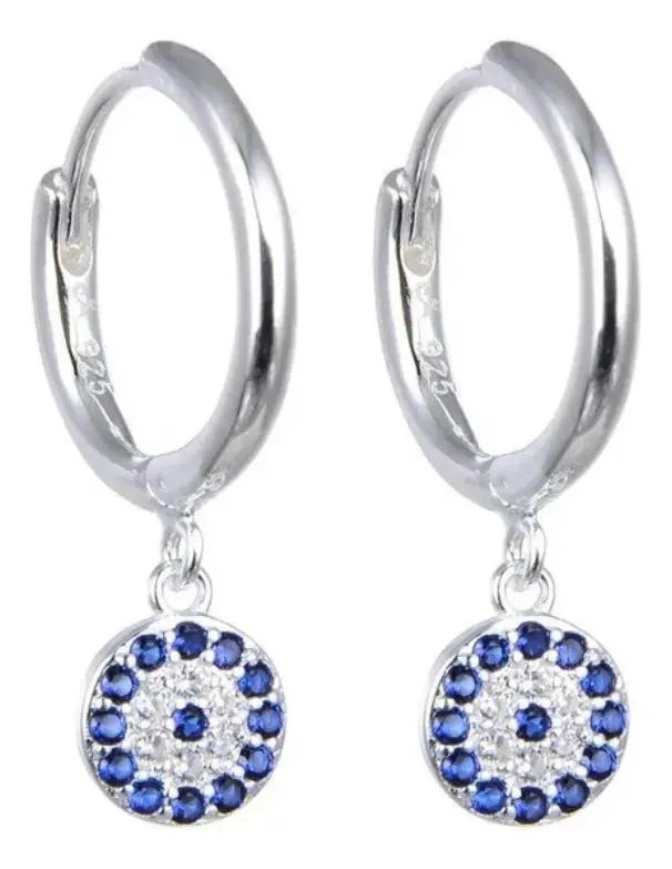 AROS HUGGIE OJO TURCO EN PLATA 925 CON CIRCONES - 1