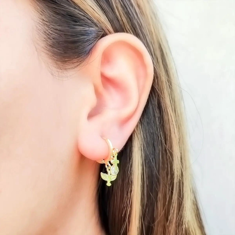 AROS ARGOLLA 3 CHICHES ENCHAPADO ORO 18K HIPOALERGE NICO - 3