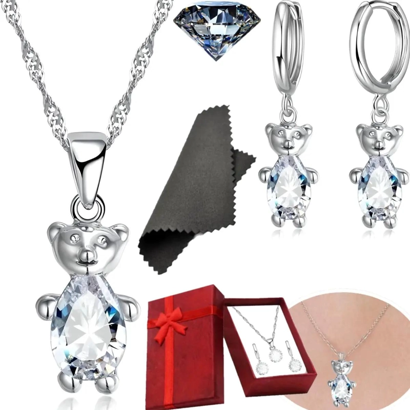 CONJUNTO DE AROS Y COLLAR DE PLATA 925 CON ZIRCONIA CUBICA - 1