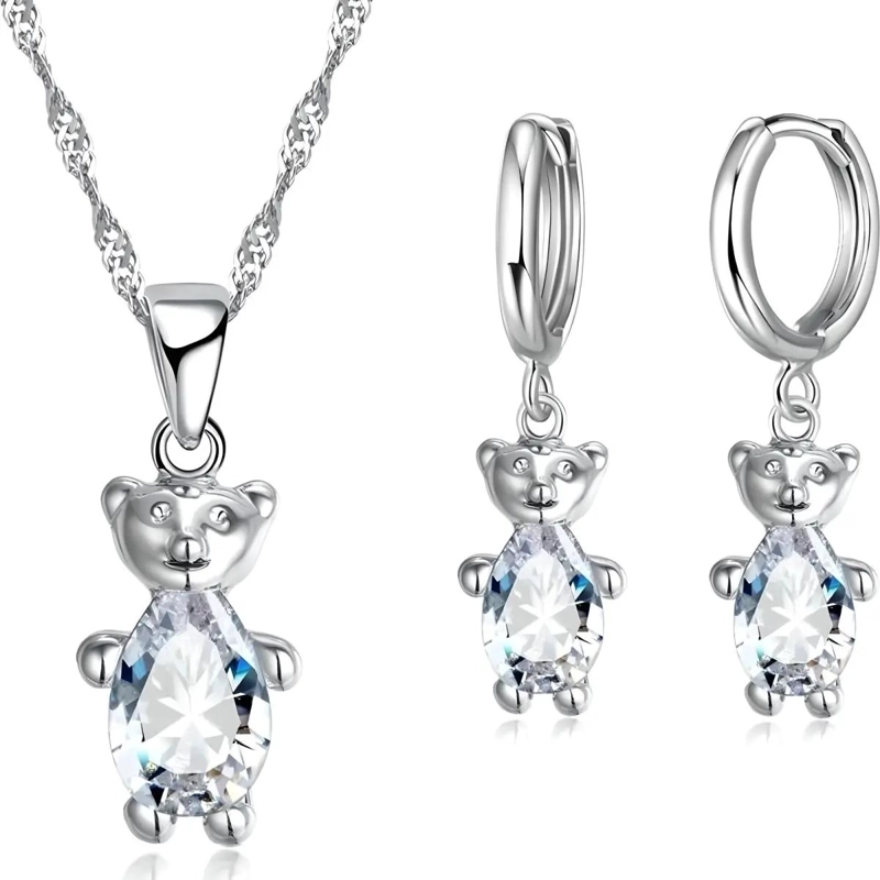 CONJUNTO DE AROS Y COLLAR DE PLATA 925 CON ZIRCONIA CUBICA - 2
