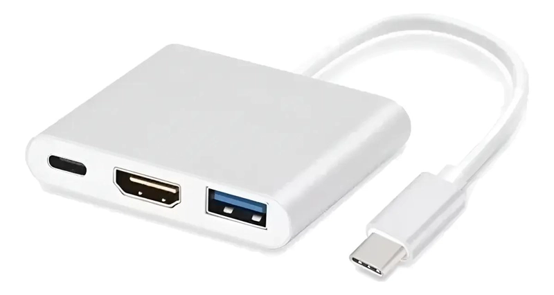 ADAPTADOR HUB 3 EN 1 USB TIPO C A HDMI Y USB 3.0 4K - 1