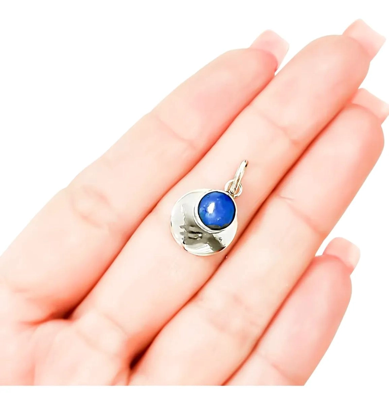 SET DE AROS Y COLGANTE EN LAPISLAZULI CON PLATA FINA 950 - 3