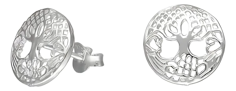 AROS DE PLATA 925 CON DISEÑO ARBOL DE LA VIDA - 1