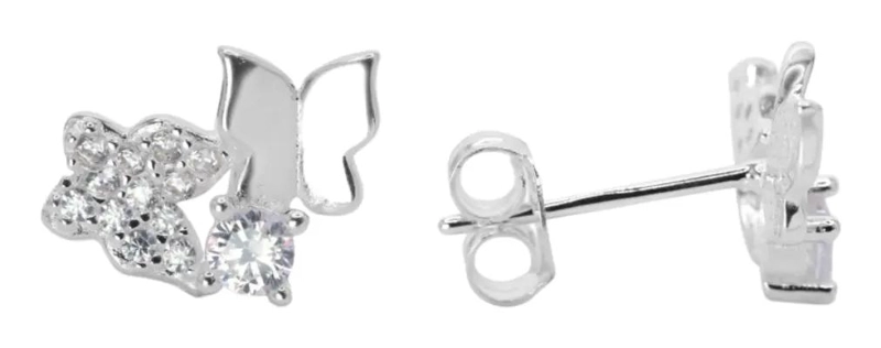 AROS DE PLATA 925 CON DISEÑO DE MARIPOSAS Y CIRCONES - 1
