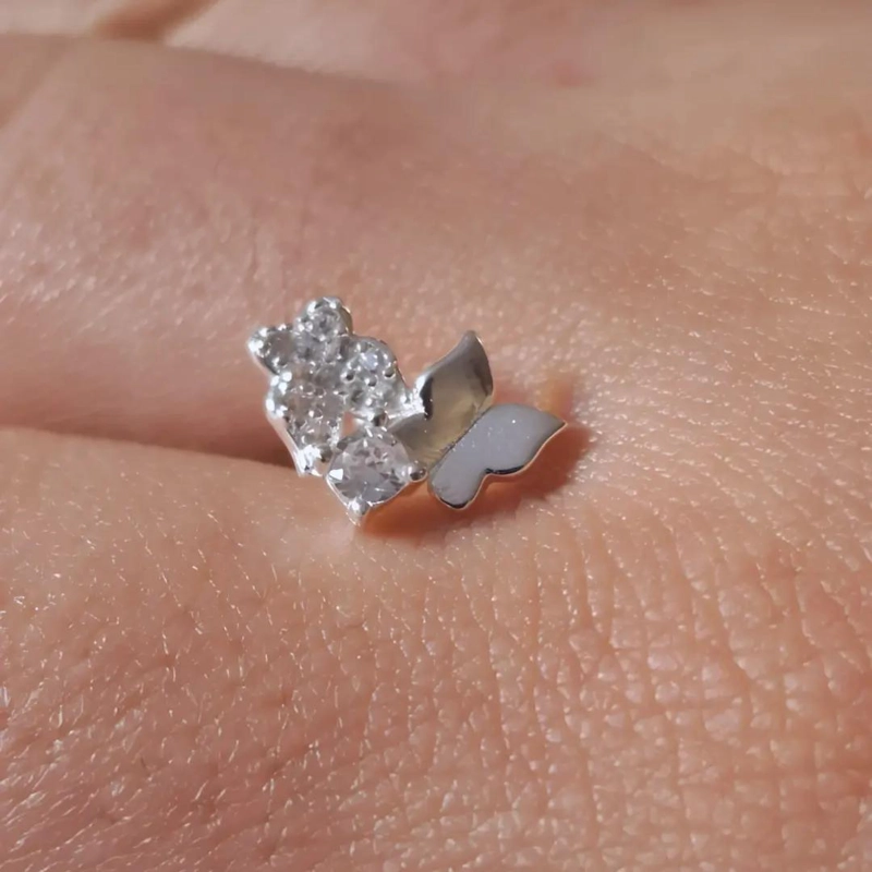 AROS DE PLATA 925 CON DISEÑO DE MARIPOSAS Y CIRCONES - 4