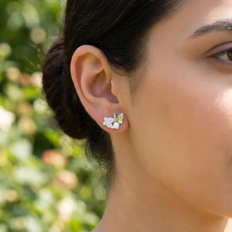 AROS DE PLATA 925 CON DISEÑO DE MARIPOSAS Y CIRCONES - 5
