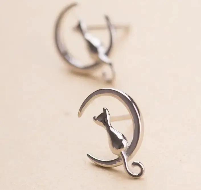 AROS DE PLATA 925 CON DISEÑO DE GATO Y PERRO - 2