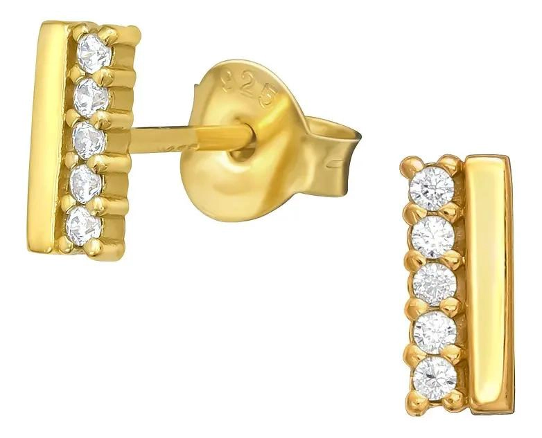 AROS DE PLATA 925 CHAPADOS EN ORO CON BRILLANTES - 1
