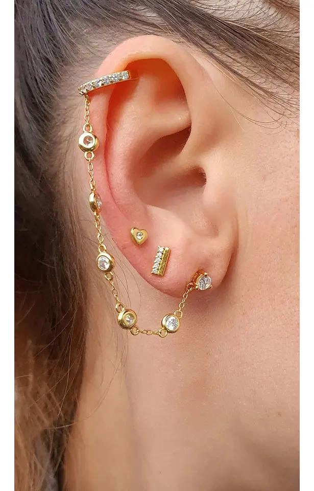 AROS DE PLATA 925 CHAPADOS EN ORO CON BRILLANTES - 2
