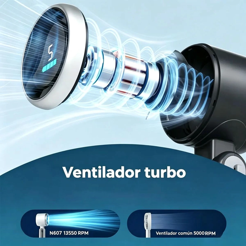 VENTILADOR PORTATIL 2 EN 1 DE MANO Y ESCRITORIO CON CARGA RAPIDA - 6