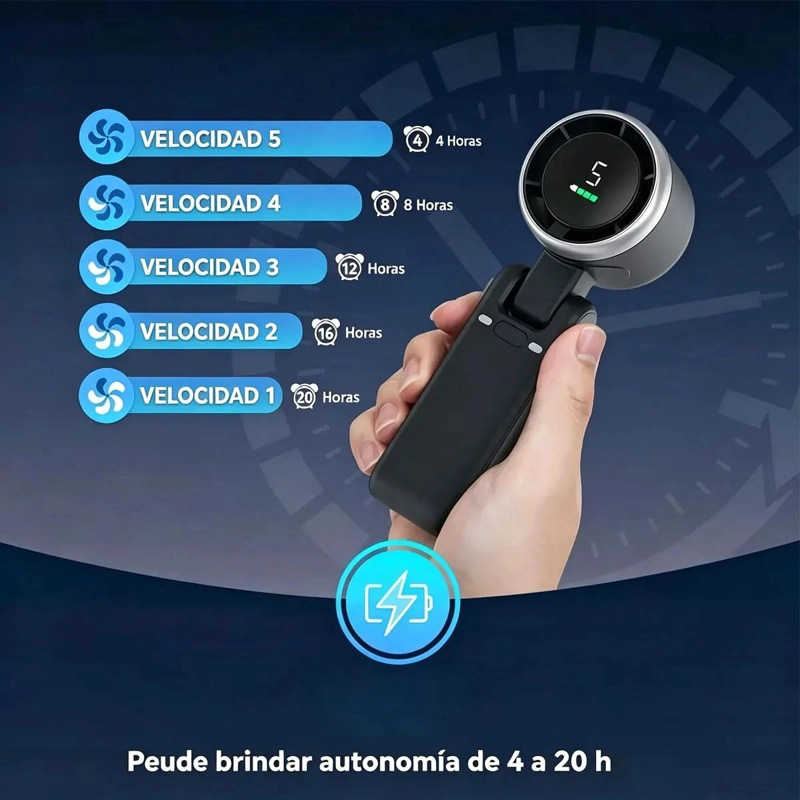 VENTILADOR PORTATIL 2 EN 1 DE MANO Y ESCRITORIO CON CARGA RAPIDA - 7
