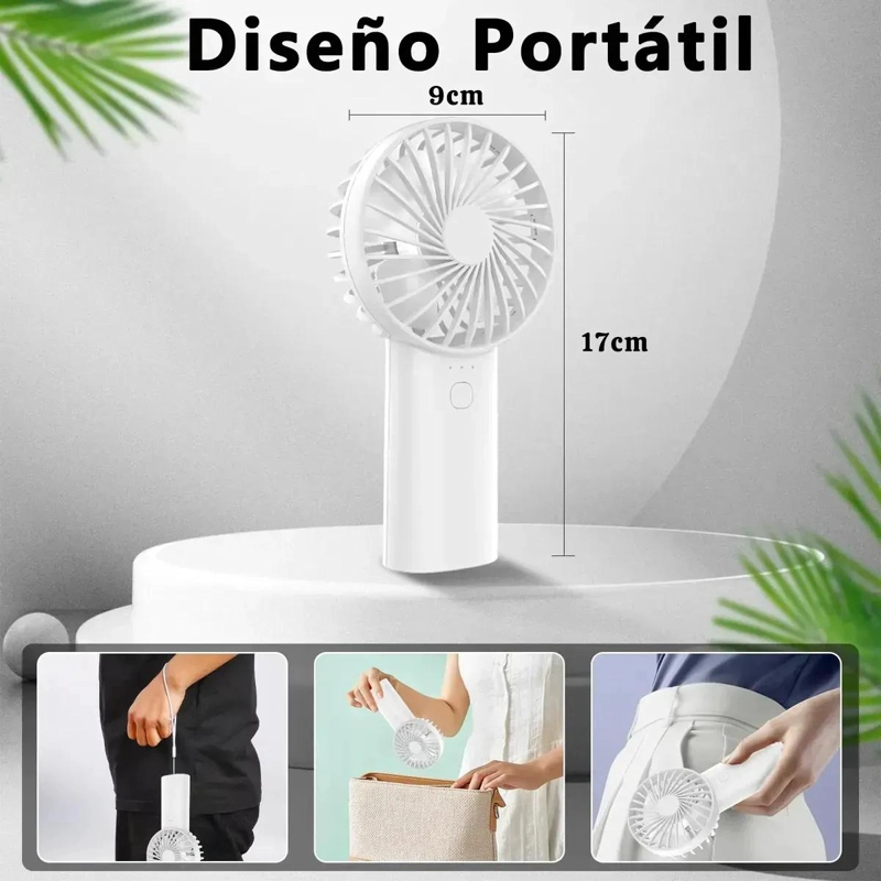 VENTILADOR PORTATIL DE MANO CON 3 VELOCIDADES Y LINTERNA - 2