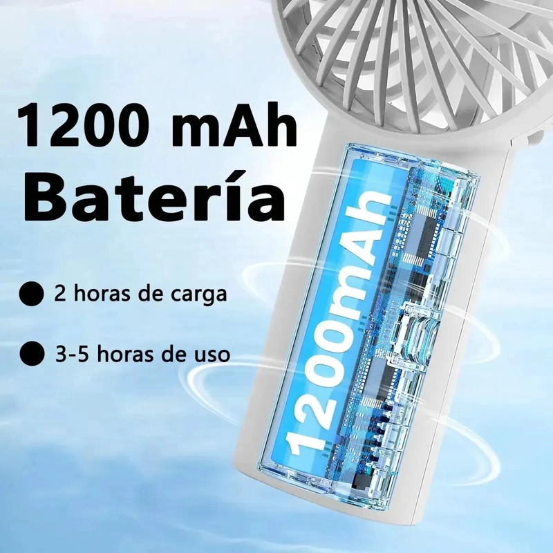 VENTILADOR PORTATIL DE MANO CON 3 VELOCIDADES Y LINTERNA - 4
