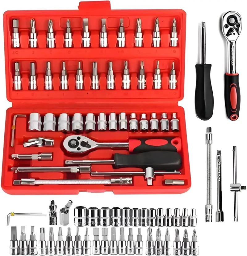 KIT DE HERRAMIENTAS MECANICAS DE 46 PIEZAS CON CAJA DE TRANSPORTE - 1