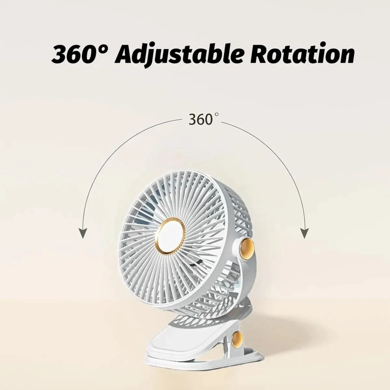 VENTILADOR PORTATIL CON CLIP Y LUCES LED 5 VELOCIDADES - 1