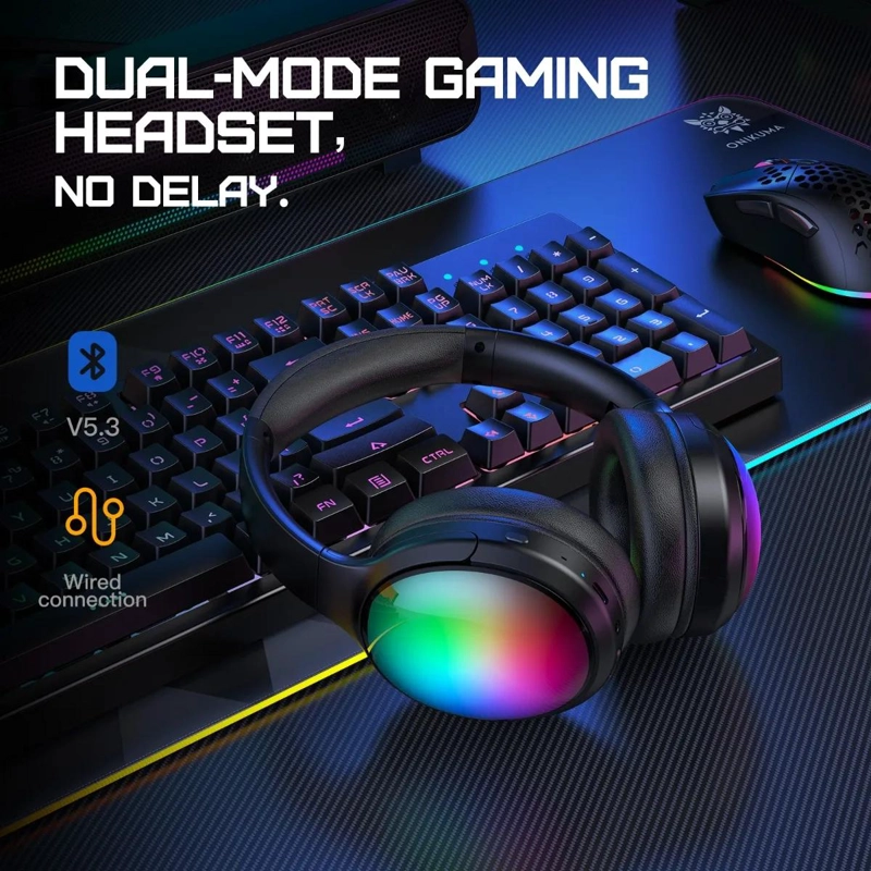 AURICULARES BLUETOOTH CON MICROFONO Y LUCES RGB PERSONALIZADAS - 4