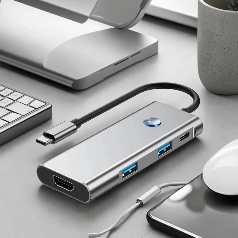 HUB ADAPTADOR USB TIPO C 7 EN 1 CON HDMI 4K Y PUERTOS USB - 4