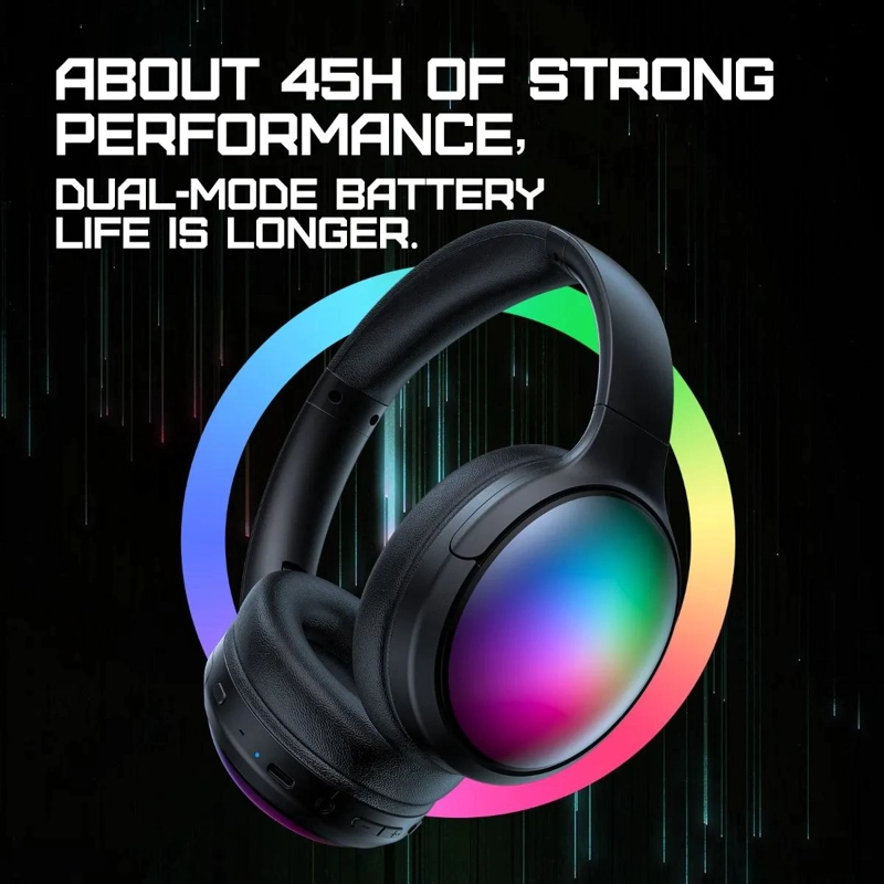 AURICULARES BLUETOOTH CON MICROFONO Y LUCES RGB PERSONALIZABLES - 6
