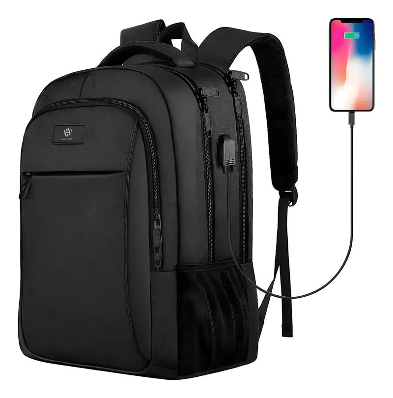 MOCHILA IMPERMEABLE ANTIRROBO PARA NOTEBOOK COLOR GRIS - 6