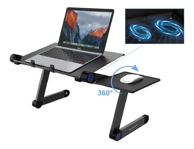 MESA PLEGABLE AJUSTABLE PARA PORTATIL CON VENTILADORES - 3
