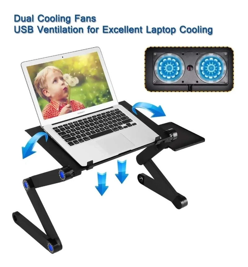 MESA PLEGABLE AJUSTABLE PARA PORTATIL CON VENTILADORES - 6